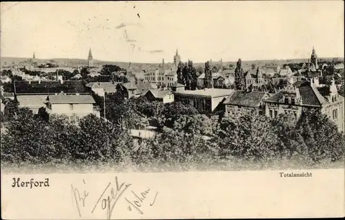Ak Herford in Westfalen, Panorama, Kirchturm