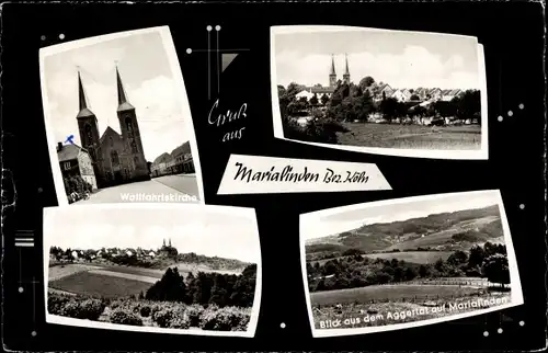 Ak Marialinden Overath im Bergischen Land, Wallfahrtskirche, Blick aus dem Aggertal, Panorama