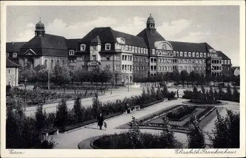 Ak Essen im Ruhrgebiet Nordrhein Westfalen, Elisabeth Krankenhaus, Park