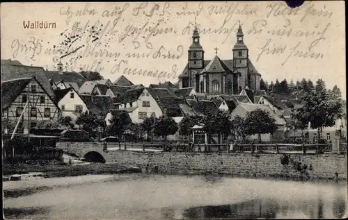 Ak Walldürn im Odenwald Baden, Gewässer, Kirche