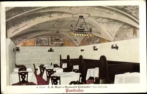 Ak New York City USA, Meyer's Woolworth Rathskeller, Postkeller