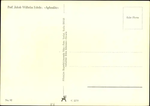 Ak Plastik Aphrodite von Prof. Jakob Wilhelm Fehrle