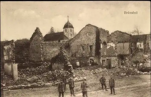 Ak Bréménil Meurthe et Moselle, Kriegszerstörung 1. WK
