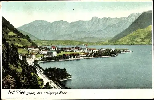 Ak Zell am See in Salzburg, Ort gegen das steinerne Meer