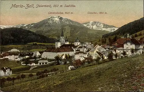 Ak Mariazell Steiermark, Mariazeller Bahn, Gemeindealpe, Oetscher