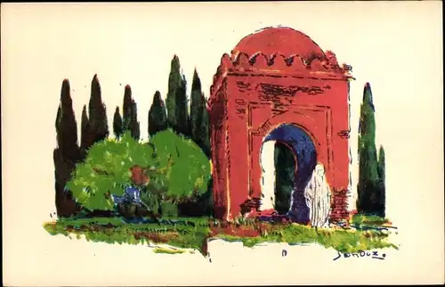 Künstler Ak Sandoz, Nordafrika, Auto Circuits Nord Africains, CGT, Tor