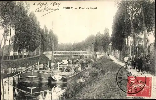 Ak Esbly Seine et Marne, Pont du Canal