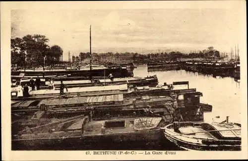 Ak Béthune Pas de Calais, La Gare d'eau