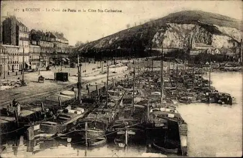 Ak Rouen Seine Maritime, Le Quai de Paris et la Cote Sainte Catherine