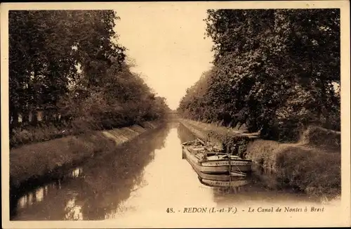 Ak Redon Ille et Vilaine, Le Canal de Nantes a Brest