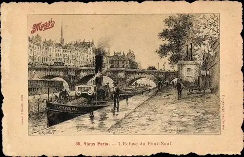 Ak Paris, L'Ecluse du Pont Neuf