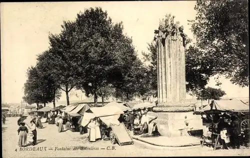 Ak Bordeaux Gironde, Fontaine des Salinieres, Fontaine de la Grave