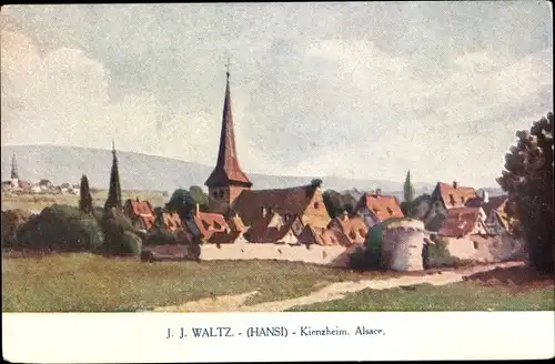 Künstler Ak Hansi, Jean Jacques Waltz, Kientzheim Haut-Rhin, Teilansicht