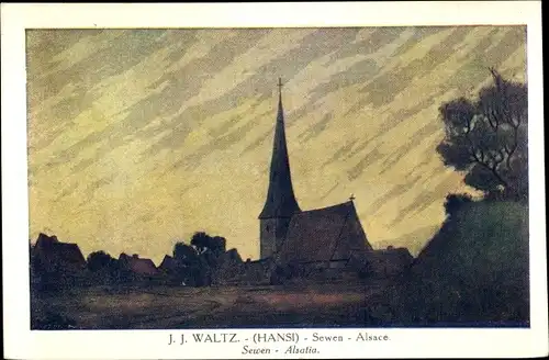 Künstler Ak Hansi / Jean Jacques Waltz, Sewen Elsaß Haut Rhin, Église