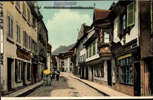 Ak Ribeauvillé Rappoltsweiler Elsass Haut Rhin, Grande Rue