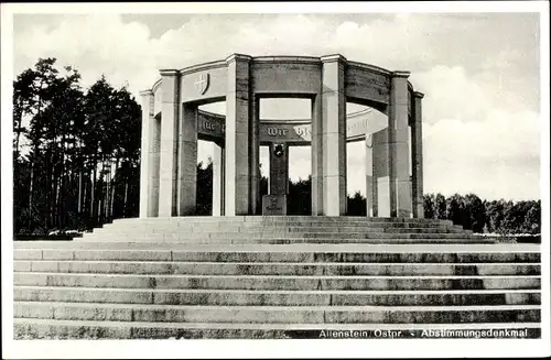 Ak Olsztyn Allenstein Ostpreußen, Abstimmungsdenkmal