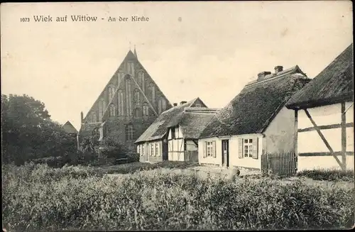 Ak Wiek auf der Insel Rügen, An der Kirche, Wohnhäuser