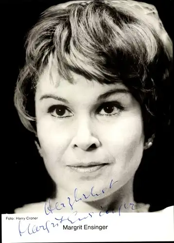 Ak Schauspielerin Margrit Ensinger, Portrait, Autogramm