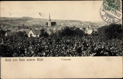 Ak Soultz sous Forêts Sulz unterm Wald Elsass Bas Rhin, Gesamtansicht