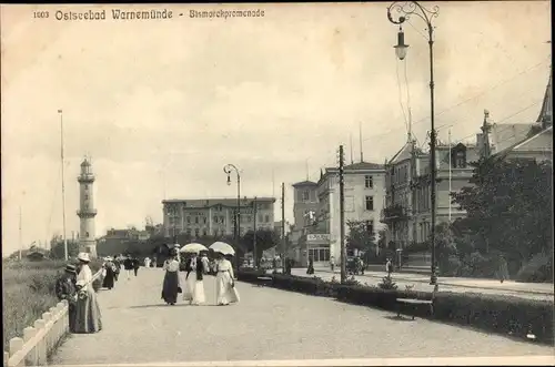 Ak Ostseebad Warnemünde Rostock, Bismarckpromenade