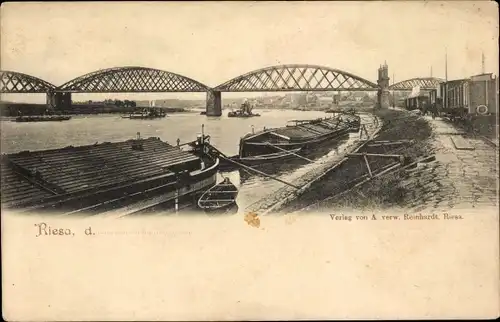 Ak Riesa an der Elbe Sachsen, Brücke