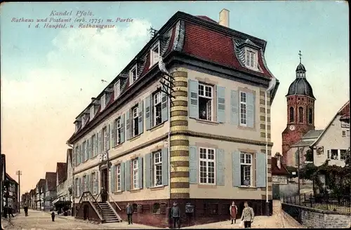 Ak Kandel in der Pfalz Bienwald, Rathaus, Postamt, Rathausgasse