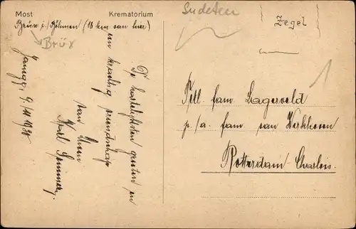 Ak Most Brüx Region Aussig, Krematorium