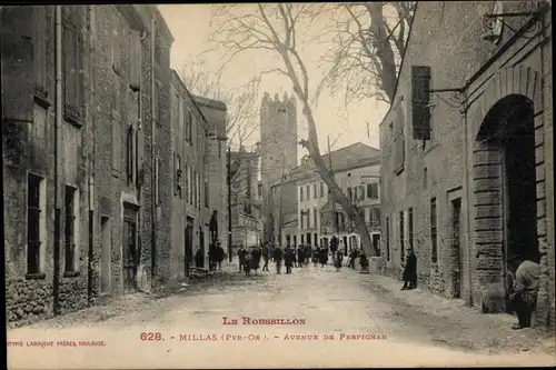 Ak Millas Pyrénées Orientales, Avenue de Perpignan