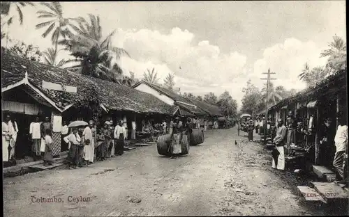 Ak Colombo Ceylon Sri Lanka, Straßenpartie