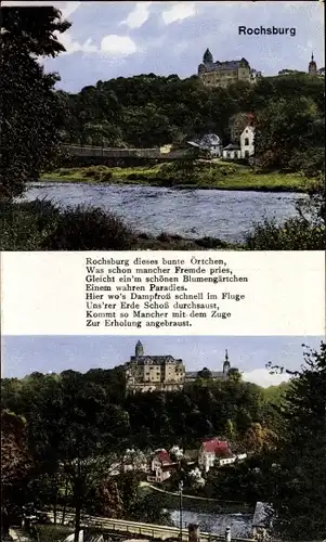 Ak Rochsburg Lunzenau in Sachsen, Schloss Rochsburg, Brücke, Ort, Reim