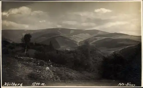 Foto Ak Region Karlsbad, Keilberghotel, Panorama, Gebirge, Wolken