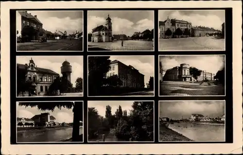 Ak Poštorná Břeclav Lundenburg Südmähren, Straßenpartie, Kirche, Donau