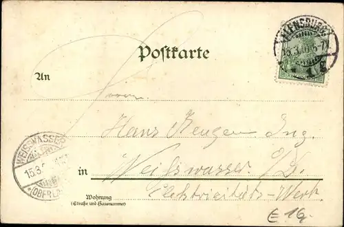 Litho Flensburg in Schleswig Holstein, Staatsbahnhof, Partie an der Promenade