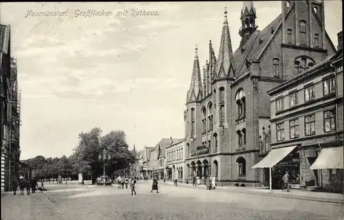 Ak Neumünster in Holstein, Großflecken, Rathaus