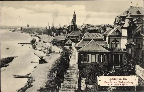 Ak Höchst Frankfurt am Main, Niedmündung, Blick auf Main