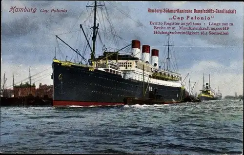 Ak Dampfer Cap Polonio, HSDG