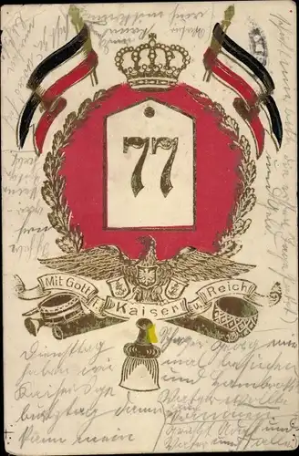 Präge Ak Kaiserliche Fahne, Mit Gott für Kaiser und Reich, Wappen