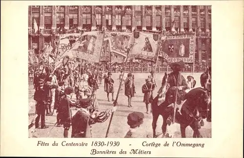 Ak Bruxelles Brüssel, Fetes du Centenaire 1930, Bannieres des Metiers