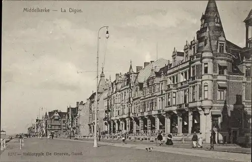 Ak Middelkerke Westflandern, La Digue, Hausfassaden