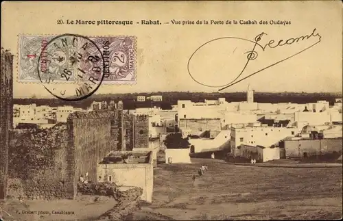 Ak Rabat Marokko, Vue prise de la Porte de la Casbah des Oudayas