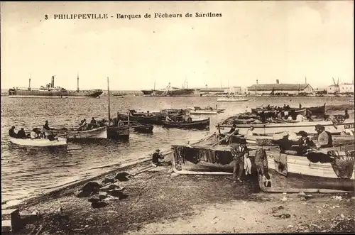 Ak Philippeville Skikda Algerien, Barques de Pecheurs de Sardines