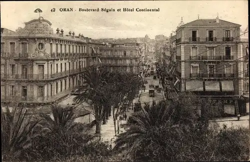 Ak Oran Algerien, Boulevard Seguin et Hotel Continental