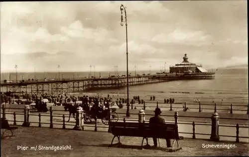 Ak Scheveningen Den Haag Südholland, Pier m/Strandgezicht