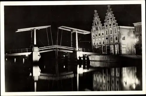 Ak Haarlem Nordholland Niederlande, Flora, Lichtstad, Gravestenenbrug met oude gevels