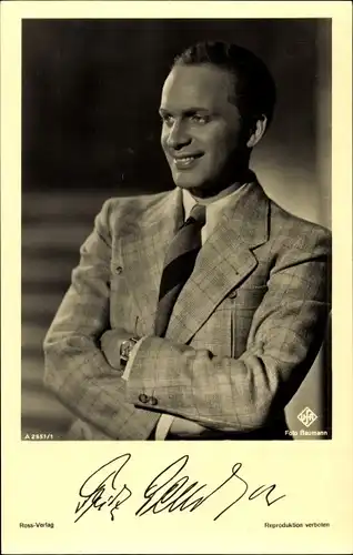 Ak Schauspieler Fritz Genschow, Portrait, Autogramm, Krawatte