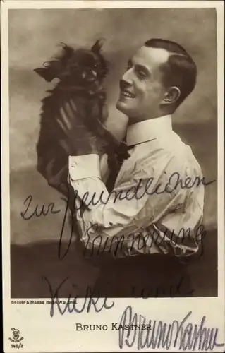 Ak Schauspieler Bruno Kastner, Portrait, Autogramm, Hund