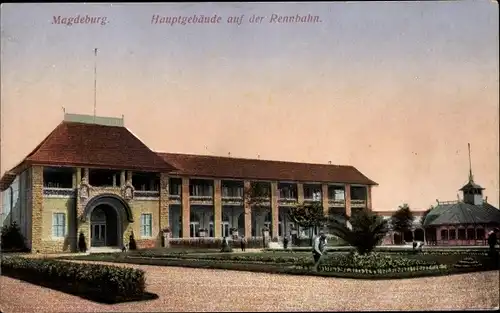 Ak Magdeburg, Hauptgebäude auf der Rennbahn