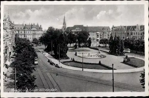 Ak Magdeburg, Kaiser Wilhelm Platz, Straßenbahngleise