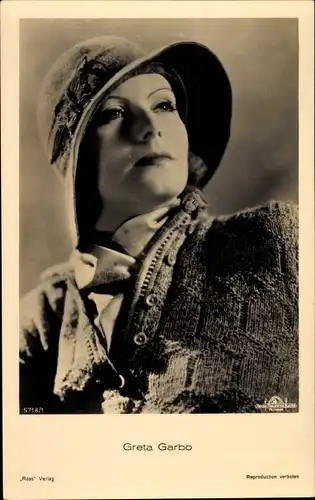 Ak Schauspielerin Greta Garbo, Portrait