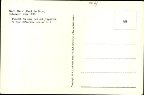 Ak Norg Drenthe, Ned. Herv. Kerk, Fliegeraufnahme